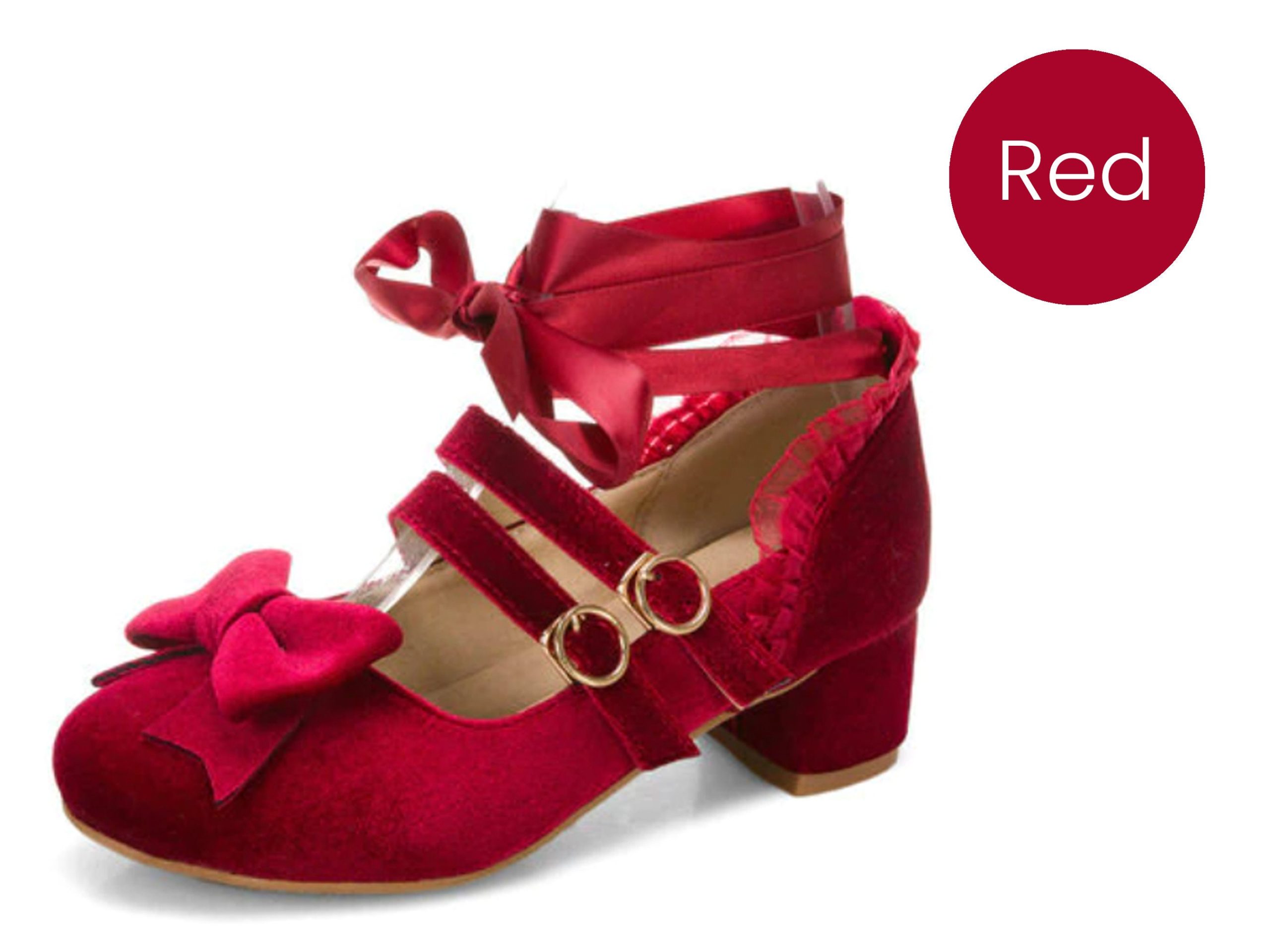 Femboy Crossdresser Sissy Shoes, High Heel Mary Jane Style Footwear, Velvet Red, Black And Pink, Up To Size 15 For Men - Image 4