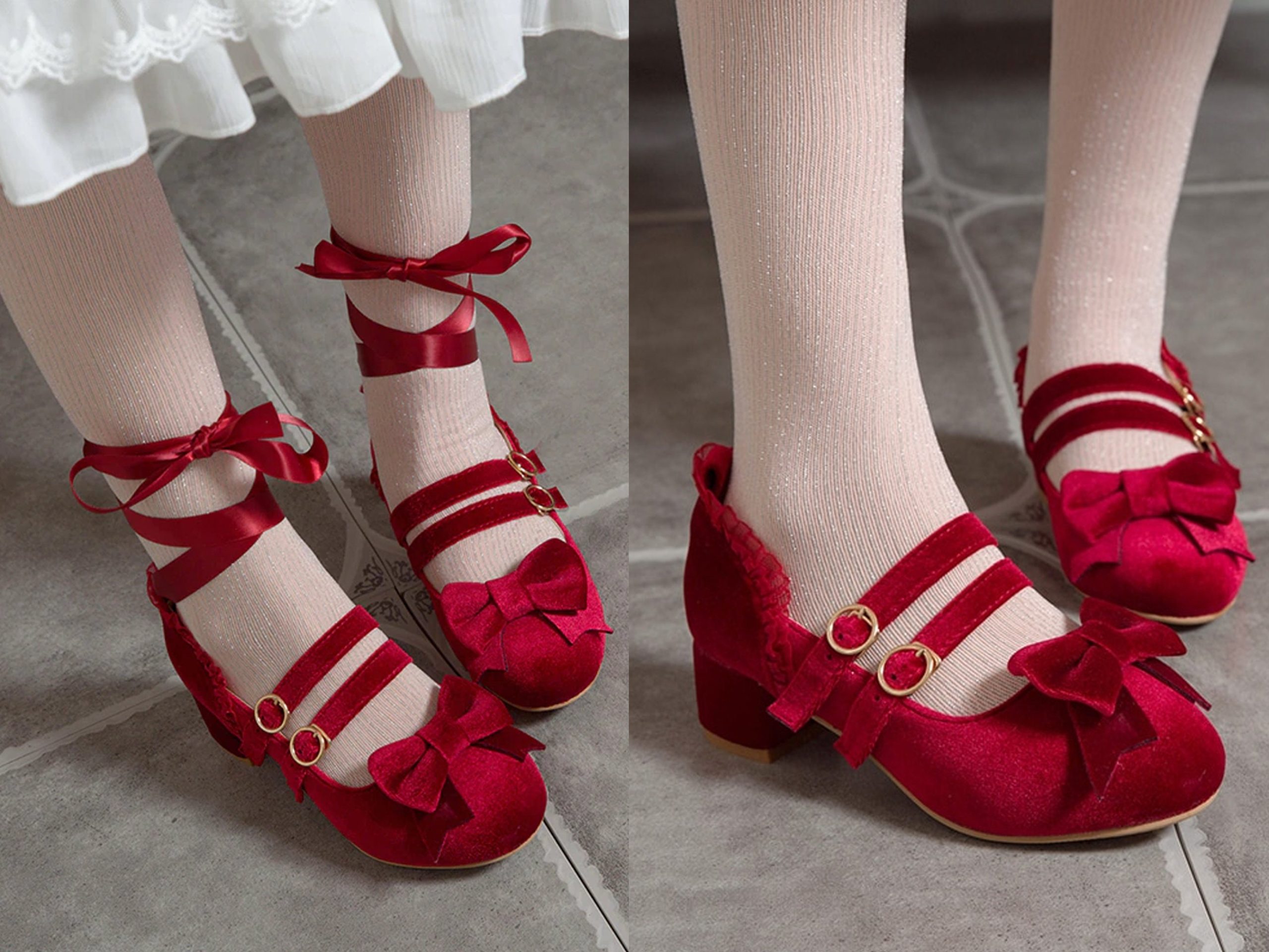 Femboy Crossdresser Sissy Shoes, High Heel Mary Jane Style Footwear, Velvet Red, Black And Pink, Up To Size 15 For Men - Image 8